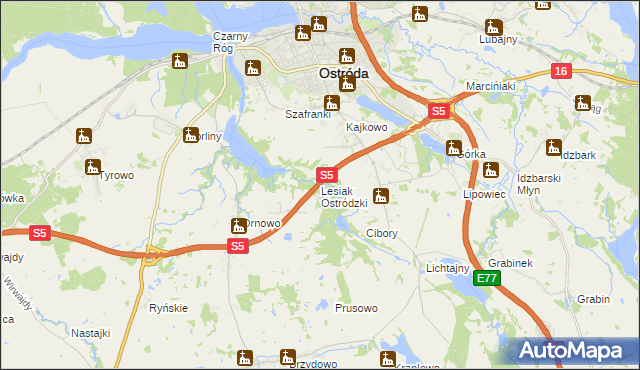 mapa Lesiak Ostródzki, Lesiak Ostródzki na mapie Targeo