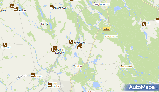 mapa Lesięcin, Lesięcin na mapie Targeo