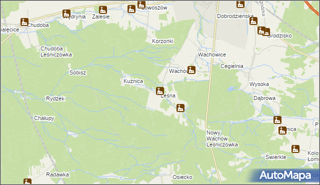 mapa Leśna gmina Olesno, Leśna gmina Olesno na mapie Targeo