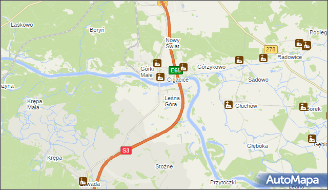 mapa Leśna Góra, Leśna Góra na mapie Targeo