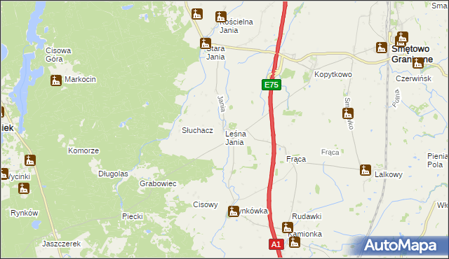 mapa Leśna Jania, Leśna Jania na mapie Targeo