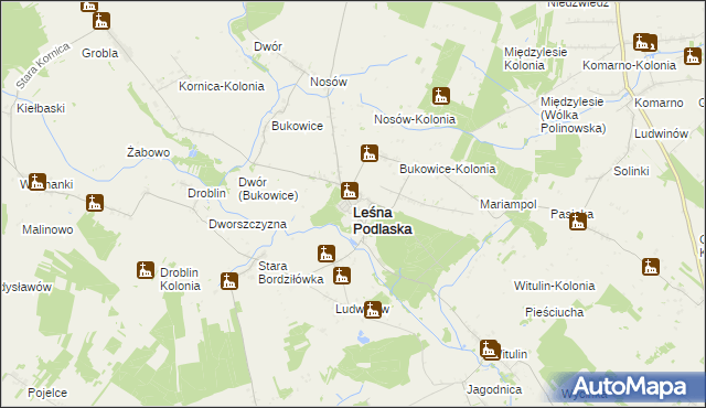 mapa Leśna Podlaska, Leśna Podlaska na mapie Targeo