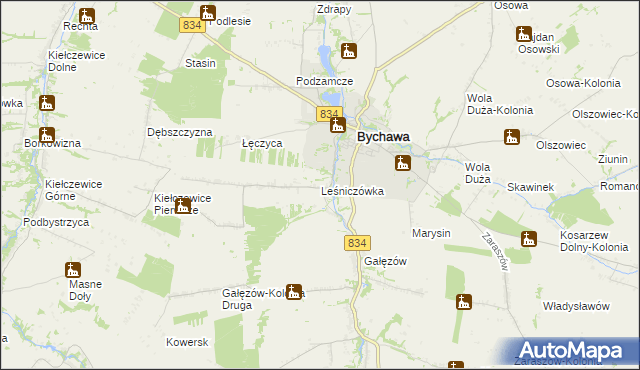 mapa Leśniczówka gmina Bychawa, Leśniczówka gmina Bychawa na mapie Targeo