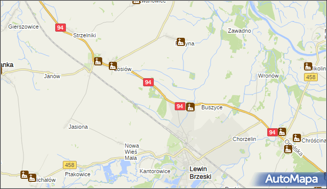 mapa Leśniczówka gmina Lewin Brzeski, Leśniczówka gmina Lewin Brzeski na mapie Targeo