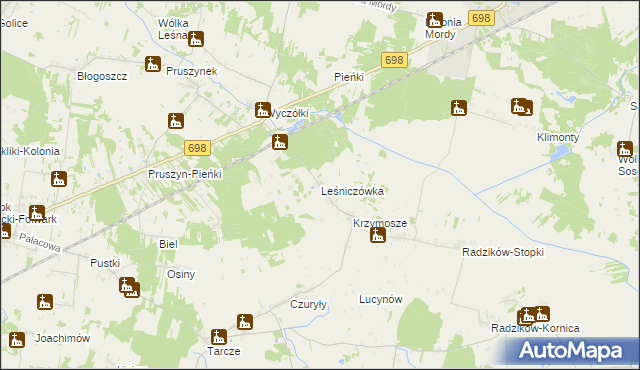 mapa Leśniczówka gmina Mordy, Leśniczówka gmina Mordy na mapie Targeo