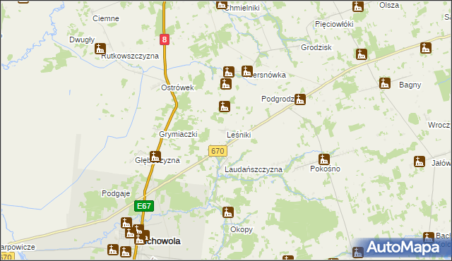 mapa Leśniki gmina Suchowola, Leśniki gmina Suchowola na mapie Targeo