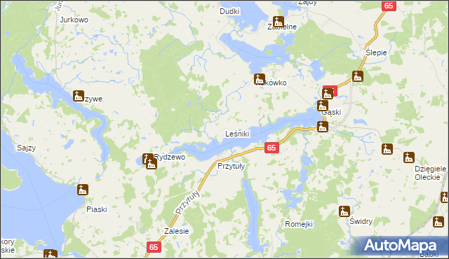 mapa Leśniki gmina Świętajno, Leśniki gmina Świętajno na mapie Targeo