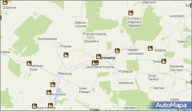 mapa Leśniowice, Leśniowice na mapie Targeo