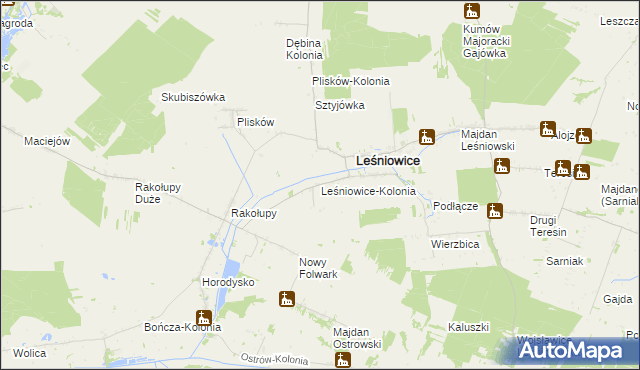 mapa Leśniowice-Kolonia, Leśniowice-Kolonia na mapie Targeo