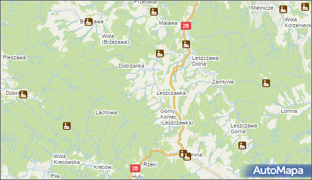 mapa Leszczawka, Leszczawka na mapie Targeo