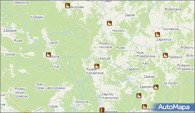 mapa Leszcze gmina Niwiska, Leszcze gmina Niwiska na mapie Targeo