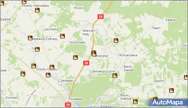 mapa Leszczka, Leszczka na mapie Targeo