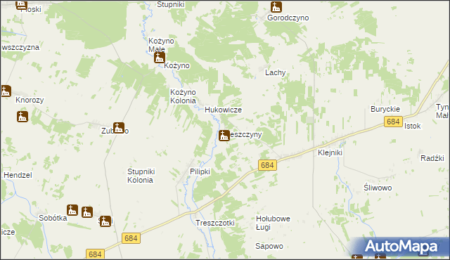 mapa Leszczyny gmina Czyże, Leszczyny gmina Czyże na mapie Targeo