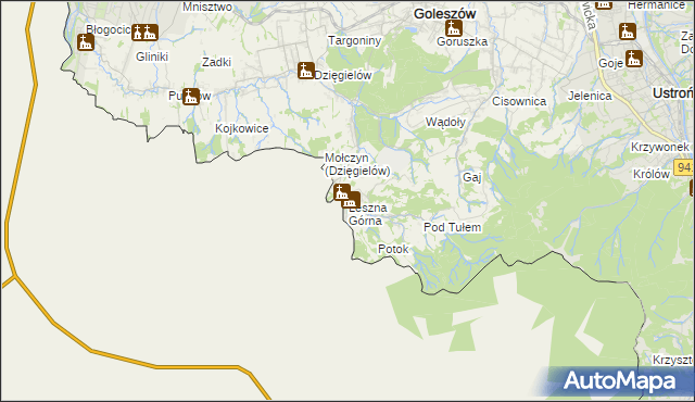 mapa Leszna Górna, Leszna Górna na mapie Targeo