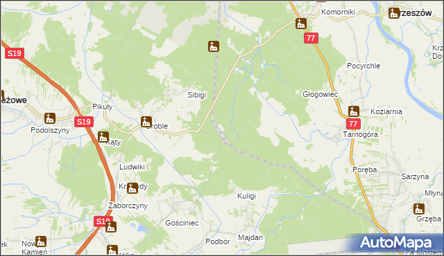 mapa Łętownia gmina Jeżowe, Łętownia gmina Jeżowe na mapie Targeo