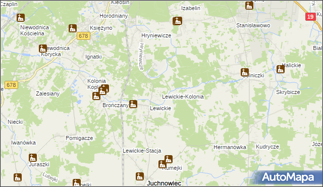 mapa Lewickie-Kolonia, Lewickie-Kolonia na mapie Targeo