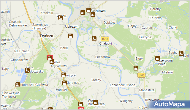 mapa Leżachów, Leżachów na mapie Targeo