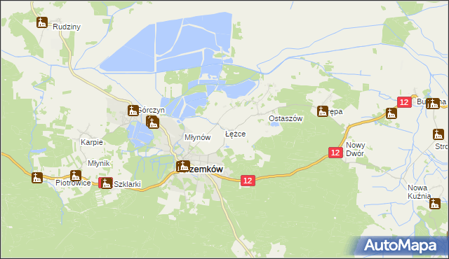 mapa Łężce gmina Przemków, Łężce gmina Przemków na mapie Targeo