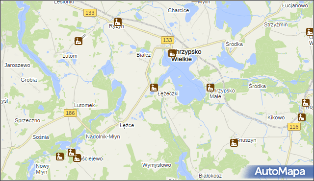 mapa Łężeczki, Łężeczki na mapie Targeo