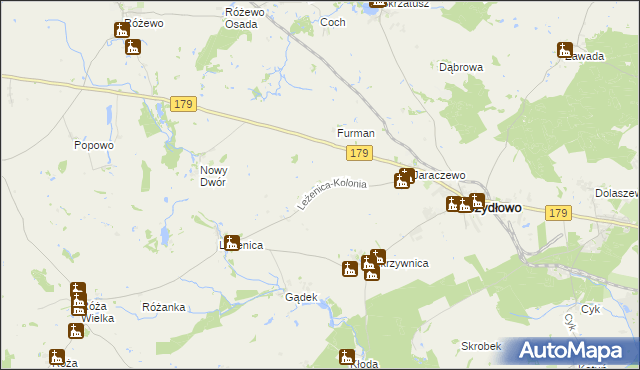 mapa Leżenica-Kolonia, Leżenica-Kolonia na mapie Targeo