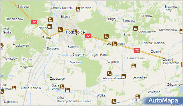 mapa Łężki-Parcel, Łężki-Parcel na mapie Targeo