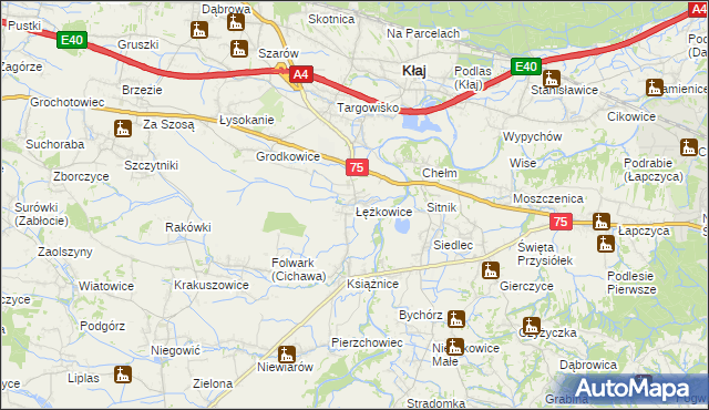 mapa Łężkowice, Łężkowice na mapie Targeo