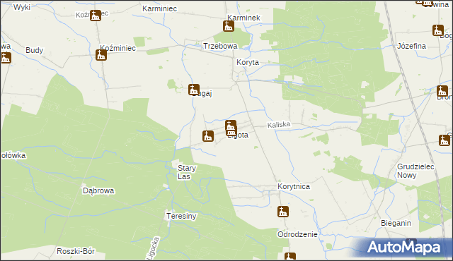 mapa Ligota gmina Raszków, Ligota gmina Raszków na mapie Targeo