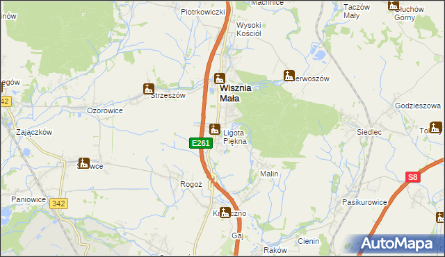 mapa Ligota Piękna, Ligota Piękna na mapie Targeo