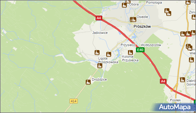 mapa Ligota Prószkowska, Ligota Prószkowska na mapie Targeo