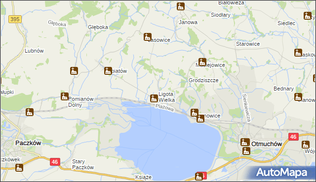 mapa Ligota Wielka gmina Otmuchów, Ligota Wielka gmina Otmuchów na mapie Targeo