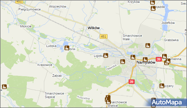 mapa Ligotka gmina Namysłów, Ligotka gmina Namysłów na mapie Targeo