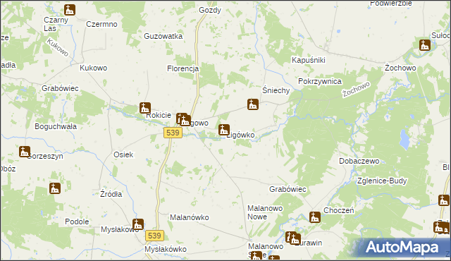 mapa Ligówko, Ligówko na mapie Targeo