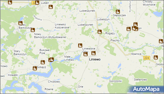 mapa Liniewskie Góry, Liniewskie Góry na mapie Targeo