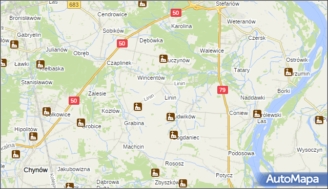 mapa Linin, Linin na mapie Targeo