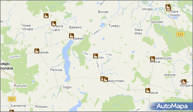 mapa Linki gmina Mikołajki Pomorskie, Linki gmina Mikołajki Pomorskie na mapie Targeo