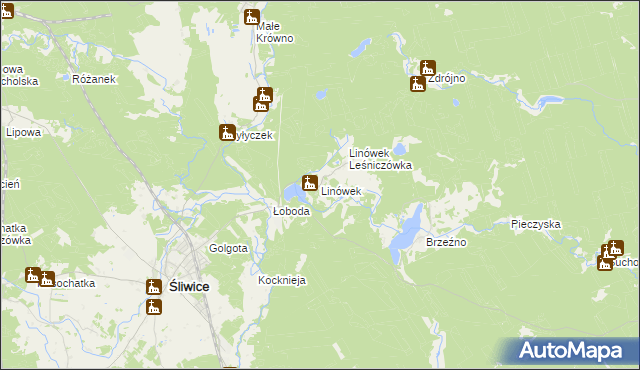 mapa Linówek gmina Śliwice, Linówek gmina Śliwice na mapie Targeo