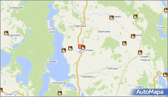 mapa Linowo gmina Dźwierzuty, Linowo gmina Dźwierzuty na mapie Targeo