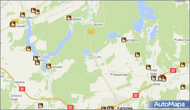 mapa Liny, Liny na mapie Targeo