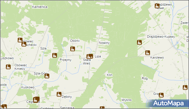 mapa Lipa gmina Jednorożec, Lipa gmina Jednorożec na mapie Targeo