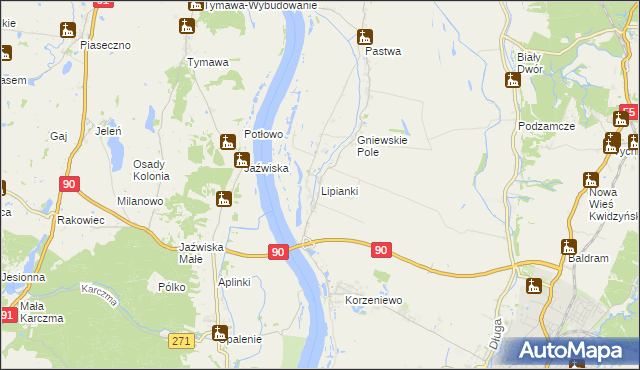 mapa Lipianki gmina Kwidzyn, Lipianki gmina Kwidzyn na mapie Targeo