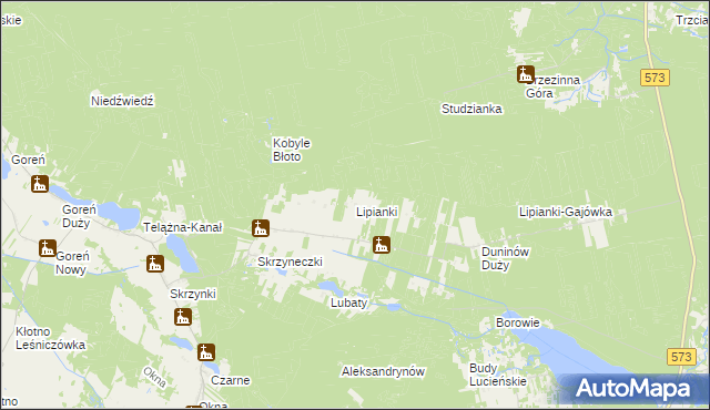 mapa Lipianki gmina Nowy Duninów, Lipianki gmina Nowy Duninów na mapie Targeo