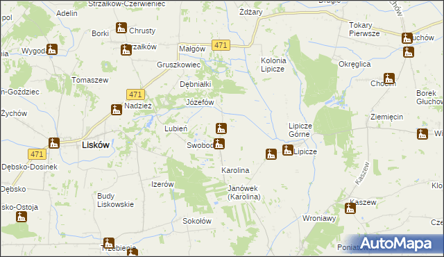 mapa Lipicze-Olendry, Lipicze-Olendry na mapie Targeo