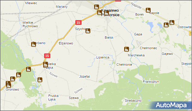 mapa Lipienica gmina Kowalewo Pomorskie, Lipienica gmina Kowalewo Pomorskie na mapie Targeo