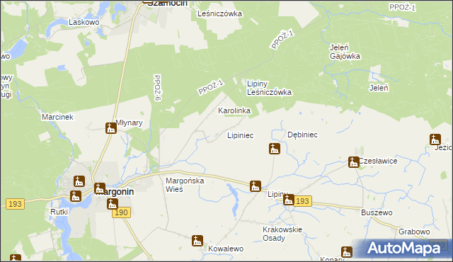 mapa Lipiniec, Lipiniec na mapie Targeo