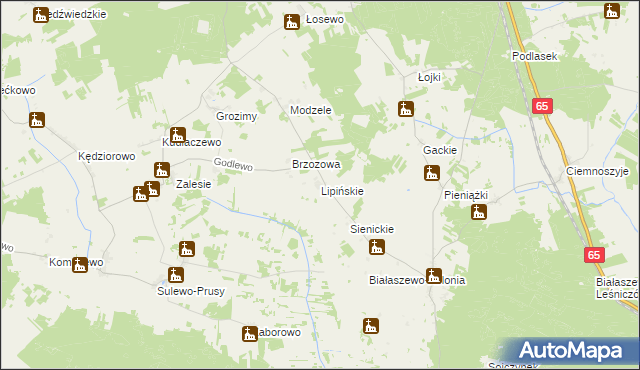 mapa Lipińskie gmina Grajewo, Lipińskie gmina Grajewo na mapie Targeo