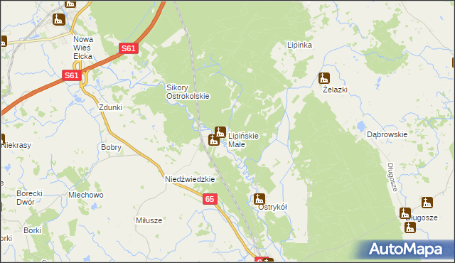 mapa Lipińskie Małe, Lipińskie Małe na mapie Targeo