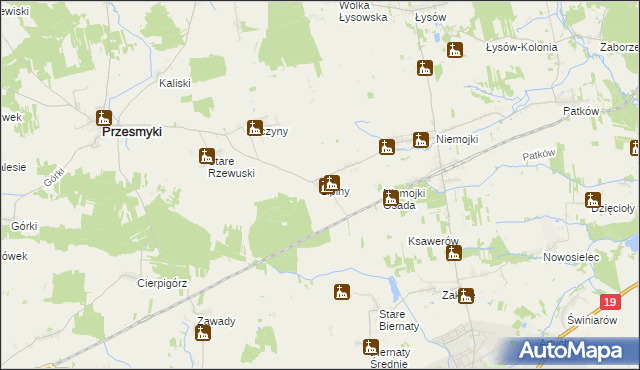 mapa Lipiny gmina Przesmyki, Lipiny gmina Przesmyki na mapie Targeo