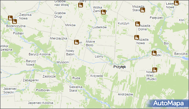 mapa Lipiny gmina Przyłęk, Lipiny gmina Przyłęk na mapie Targeo