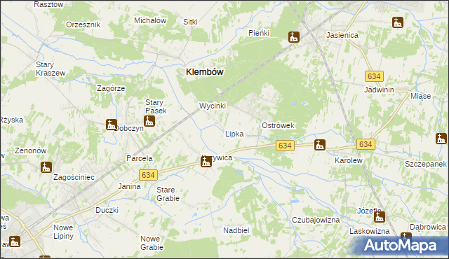 mapa Lipka gmina Klembów, Lipka gmina Klembów na mapie Targeo