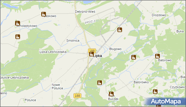 mapa Lipka powiat złotowski, Lipka powiat złotowski na mapie Targeo